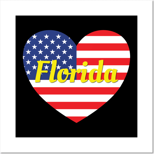 Florida American Flag Heart Wall Art by DPattonPD